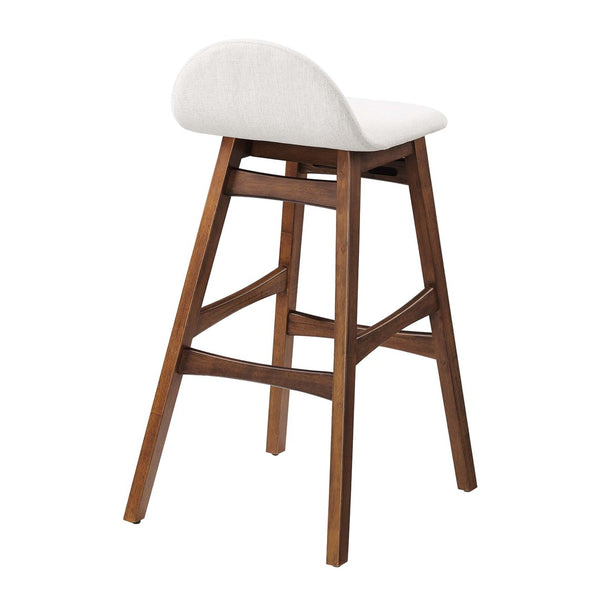 Modway Furniture Juno Wood Bar Stool Set of 2 - Stylish Mid-Century Design with Comfortable Upholstered Seats Ivory Fabric EEI-6553-HEI