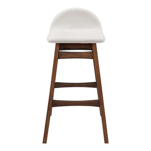 Modway Furniture Juno Wood Bar Stool Set of 2 - Stylish Mid-Century Design with Comfortable Upholstered Seats Ivory Fabric EEI-6553-HEI