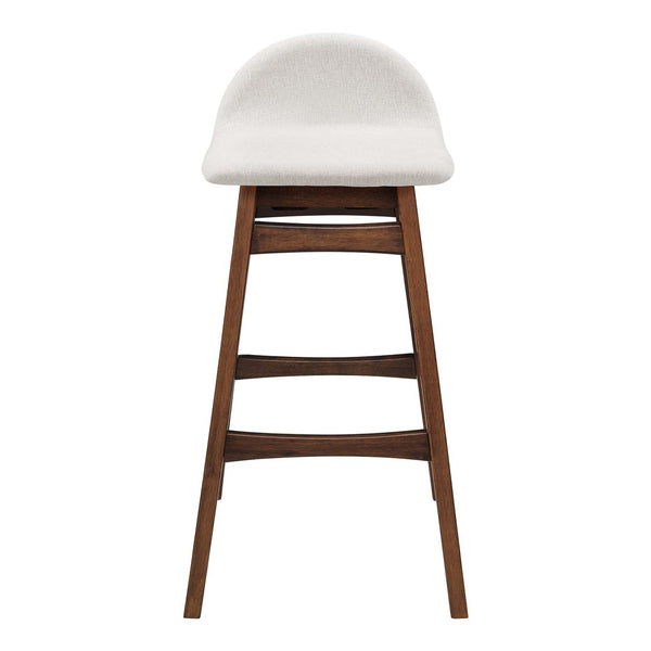 Modway Furniture Juno Wood Bar Stool Set of 2 - Stylish Mid-Century Design with Comfortable Upholstered Seats Ivory Fabric EEI-6553-HEI