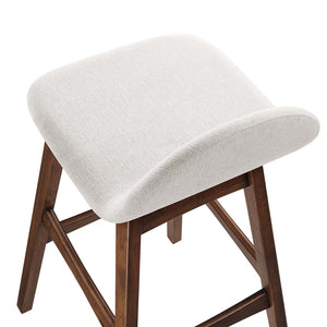 Modway Furniture Juno Wood Bar Stool Set of 2 - Stylish Mid-Century Design with Comfortable Upholstered Seats Ivory Fabric EEI-6553-HEI