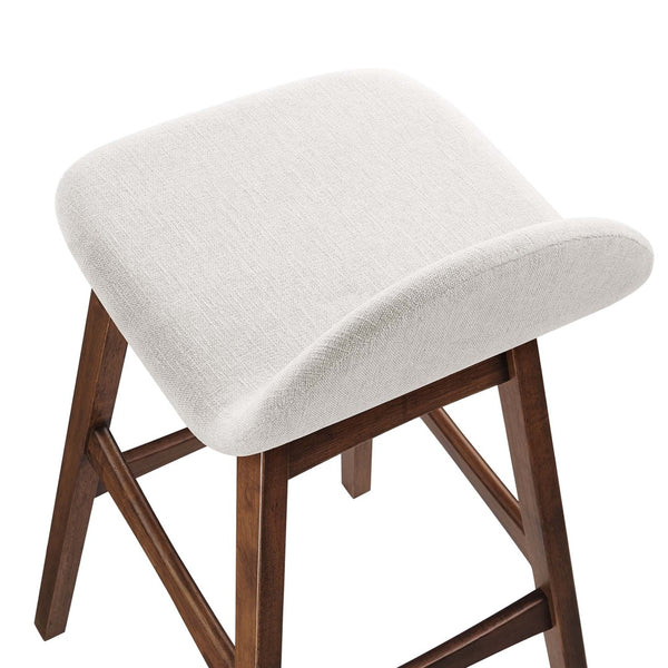 Modway Furniture Juno Wood Bar Stool Set of 2 - Stylish Mid-Century Design with Comfortable Upholstered Seats Ivory Fabric EEI-6553-HEI