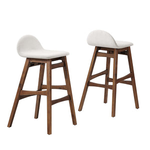 Modway Furniture Juno Wood Bar Stool Set of 2 - Stylish Mid-Century Design with Comfortable Upholstered Seats Ivory Fabric EEI-6553-HEI
