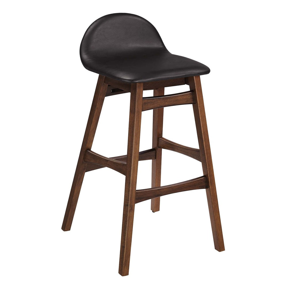 Modway Furniture Juno Bar Stool Set of 2 - Mid-Century Modern Design, Vegan Leather, Ergonomic Comfort for Home Bars EEI-6554-BRN