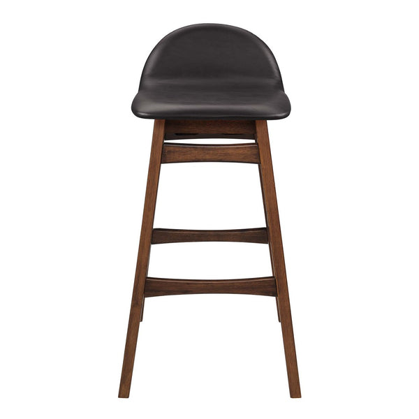 Modway Furniture Juno Bar Stool Set of 2 - Mid-Century Modern Design, Vegan Leather, Ergonomic Comfort for Home Bars EEI-6554-BRN