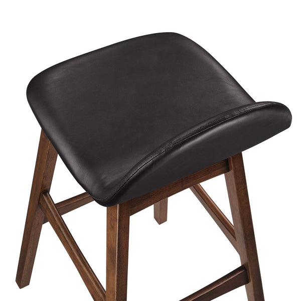 Modway Furniture Juno Bar Stool Set of 2 - Mid-Century Modern Design, Vegan Leather, Ergonomic Comfort for Home Bars EEI-6554-BRN