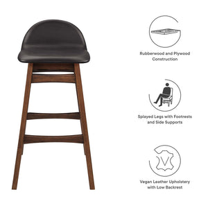 Modway Furniture Juno Bar Stool Set of 2 - Mid-Century Modern Design, Vegan Leather, Ergonomic Comfort for Home Bars EEI-6554-BRN