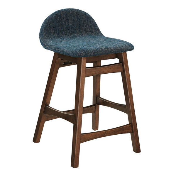 Modway Furniture Juno Counter Stool Set of 2 - Mid-Century Modern Design with Ergonomic Comfort for Dining Spaces Navy Fabric EEI-6555-HEA