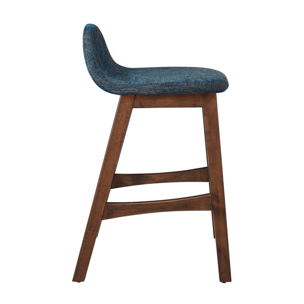 Modway Furniture Juno Counter Stool Set of 2 - Mid-Century Modern Design with Ergonomic Comfort for Dining Spaces Navy Fabric EEI-6555-HEA