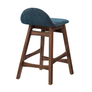 Modway Furniture Juno Counter Stool Set of 2 - Mid-Century Modern Design with Ergonomic Comfort for Dining Spaces Navy Fabric EEI-6555-HEA