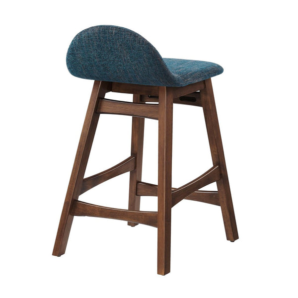 Modway Furniture Juno Counter Stool Set of 2 - Mid-Century Modern Design with Ergonomic Comfort for Dining Spaces Navy Fabric EEI-6555-HEA