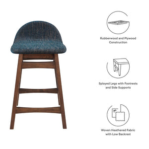 Modway Furniture Juno Counter Stool Set of 2 - Mid-Century Modern Design with Ergonomic Comfort for Dining Spaces Navy Fabric EEI-6555-HEA