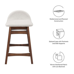 Modway Furniture Juno Counter Stool Set of 2 - Mid-Century Modern Design with Ergonomic Comfort for Dining Spaces Ivory Fabric EEI-6555-HEI