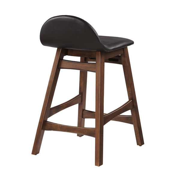 Modway Furniture Juno Counter Stool Set of 2 - Mid-Century Modern Design in Brown Vegan Leather for Comfort & Style EEI-6556-BRN
