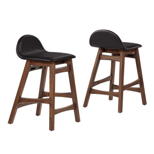 Modway Furniture Juno Counter Stool Set of 2 - Mid-Century Modern Design in Brown Vegan Leather for Comfort & Style EEI-6556-BRN