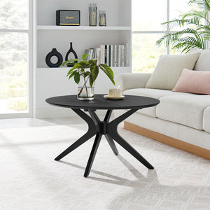 Modway Furniture Crossroads Round Wood Coffee Table – Mid-Century Modern Design for Stylish Living Room Decor Black EEI-6557-BLK