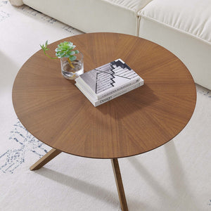 Modway Furniture Crossroads Round Wood Coffee Table – Mid-Century Modern Design for Stylish Living Room Decor Walnut EEI-6557-WAL