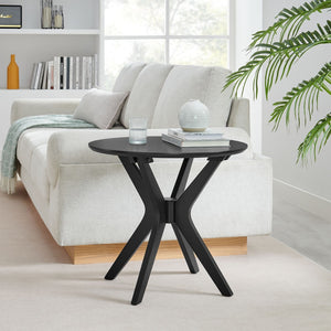 Modway Furniture Crossroads 24" Round Wood Side Table - Mid-Century Modern Design for Stylish Living Spaces Black EEI-6558-BLK