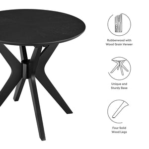 Modway Furniture Crossroads 24" Round Wood Side Table - Mid-Century Modern Design for Stylish Living Spaces Black EEI-6558-BLK