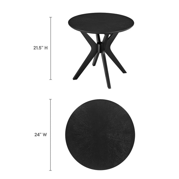Modway Furniture Crossroads 24" Round Wood Side Table - Mid-Century Modern Design for Stylish Living Spaces Black EEI-6558-BLK
