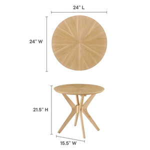 Modway Furniture Crossroads 24" Round Wood Side Table - Mid-Century Modern Design for Stylish Living Spaces Oak EEI-6558-OAK