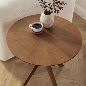 Modway Furniture Crossroads 24" Round Wood Side Table - Mid-Century Modern Design for Stylish Living Spaces Walnut EEI-6558-WAL