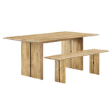 Modway Furniture Amistad 72" Wood Dining Table and Bench Set Oak 53 x 72 x 30