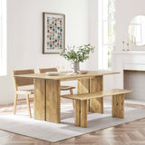 Modway Furniture Amistad 72" Wood Dining Table and Bench Set Oak 53 x 72 x 30