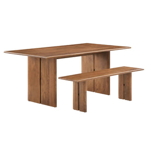 Modway Furniture Amistad 72" Wood Dining Table and Bench Set Walnut 53 x 72 x 30