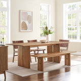 Modway Furniture Amistad 86" Wood Dining Table and Bench Set Walnut 54 x 86 x 30