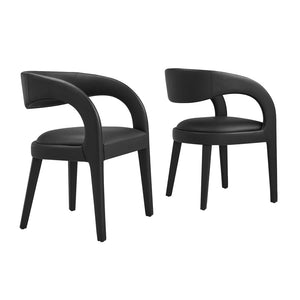 Modway Furniture Pinnacle Vegan Leather Dining Chair Set of 2 - Stylish Comfort for Modern Dining Spaces and Beyond Black Vinyl EEI-6561-BLK