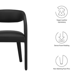 Modway Furniture Pinnacle Vegan Leather Dining Chair Set of 2 - Stylish Comfort for Modern Dining Spaces and Beyond Black Vinyl EEI-6561-BLK