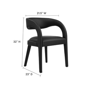 Modway Furniture Pinnacle Vegan Leather Dining Chair Set of 2 - Stylish Comfort for Modern Dining Spaces and Beyond Black Vinyl EEI-6561-BLK
