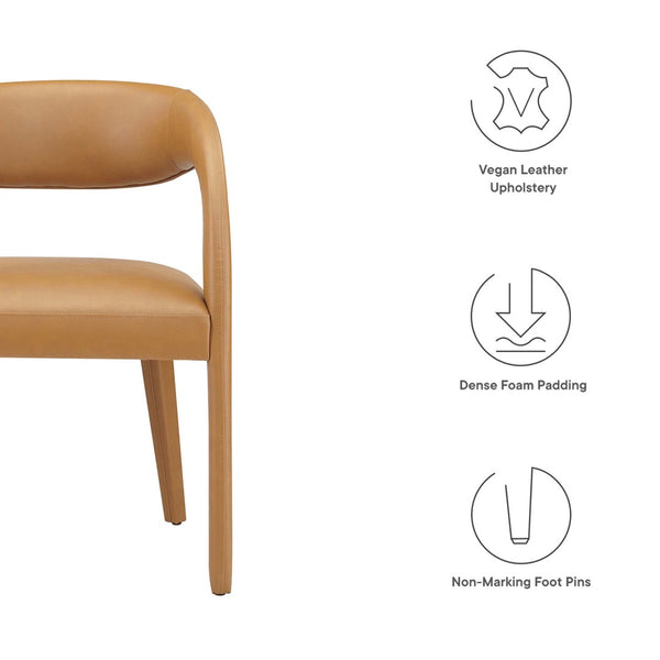 Modway Furniture Pinnacle Vegan Leather Dining Chair Set of 2 - Stylish Comfort for Modern Dining Spaces and Beyond Tan EEI-6561-TAN