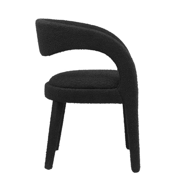 Modway Furniture Pinnacle Boucle Upholstered Dining Chair Set of 2 – Modern Comfort with Elegant Curved Design Black EEI-6562-BLK
