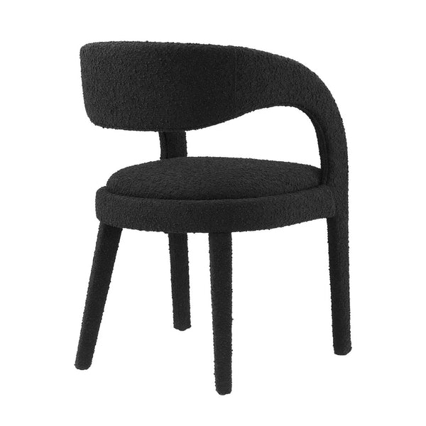 Modway Furniture Pinnacle Boucle Upholstered Dining Chair Set of 2 – Modern Comfort with Elegant Curved Design Black EEI-6562-BLK
