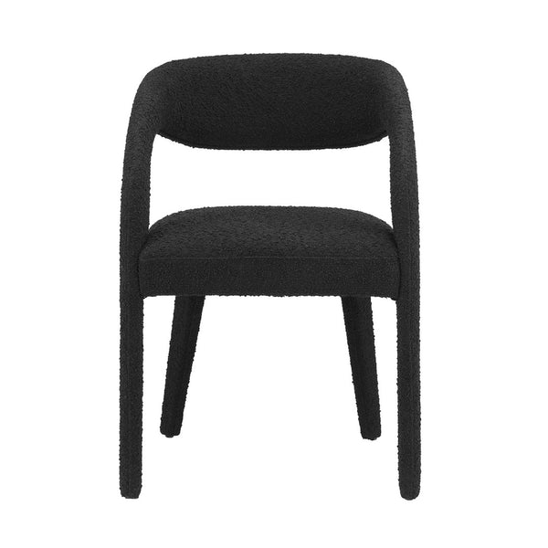 Modway Furniture Pinnacle Boucle Upholstered Dining Chair Set of 2 – Modern Comfort with Elegant Curved Design Black EEI-6562-BLK