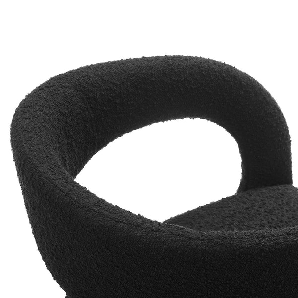 Modway Furniture Pinnacle Boucle Upholstered Dining Chair Set of 2 – Modern Comfort with Elegant Curved Design Black EEI-6562-BLK