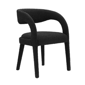 Modway Furniture Pinnacle Boucle Upholstered Dining Chair Set of 2 – Modern Comfort with Elegant Curved Design Black EEI-6562-BLK