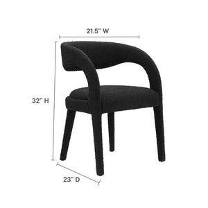 Modway Furniture Pinnacle Boucle Upholstered Dining Chair Set of 2 – Modern Comfort with Elegant Curved Design Black EEI-6562-BLK