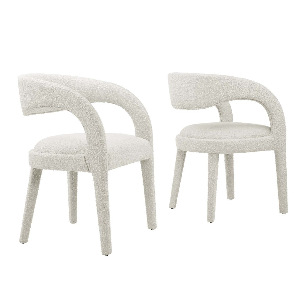 Modway Furniture Pinnacle Boucle Upholstered Dining Chair Set of 2 – Modern Comfort with Elegant Curved Design Ivory EEI-6562-IVO