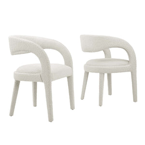 Modway Furniture Pinnacle Boucle Upholstered Dining Chair Set of 2 – Modern Comfort with Elegant Curved Design Ivory EEI-6562-IVO