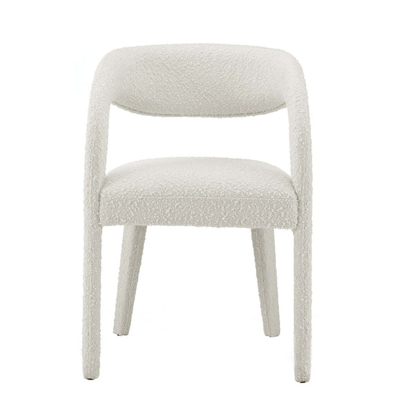Modway Furniture Pinnacle Boucle Upholstered Dining Chair Set of 2 – Modern Comfort with Elegant Curved Design Ivory EEI-6562-IVO