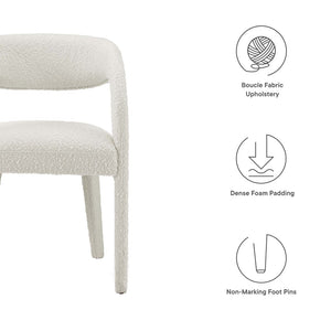 Modway Furniture Pinnacle Boucle Upholstered Dining Chair Set of 2 – Modern Comfort with Elegant Curved Design Ivory EEI-6562-IVO