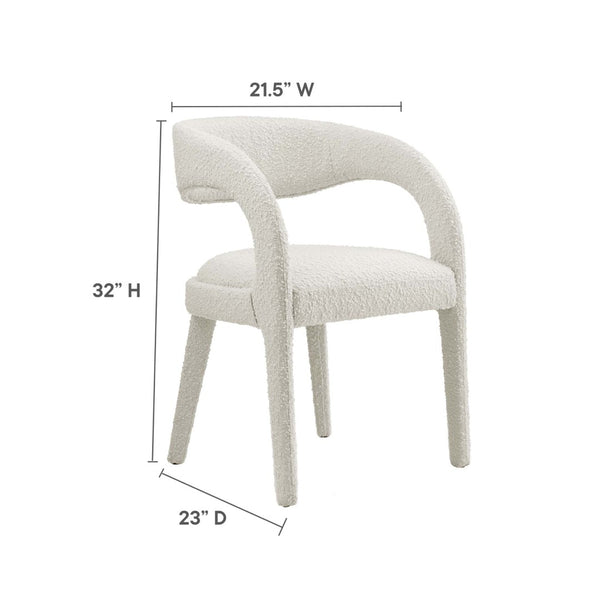Modway Furniture Pinnacle Boucle Upholstered Dining Chair Set of 2 – Modern Comfort with Elegant Curved Design Ivory EEI-6562-IVO