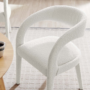 Modway Furniture Pinnacle Boucle Upholstered Dining Chair Set of 2 – Modern Comfort with Elegant Curved Design Ivory EEI-6562-IVO