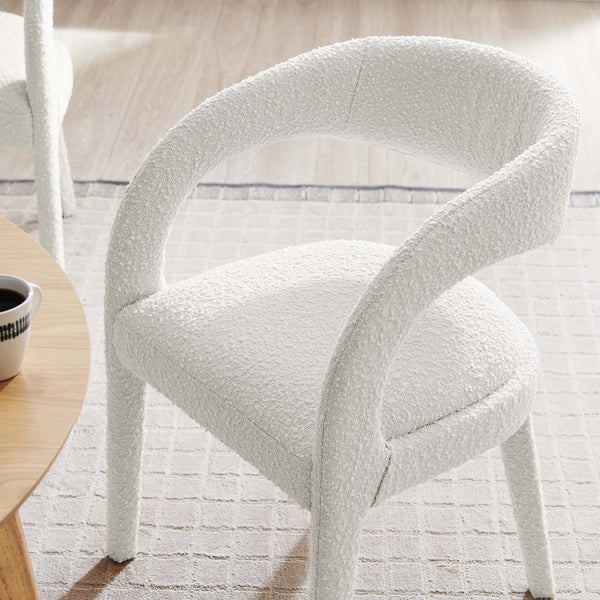 Modway Furniture Pinnacle Boucle Upholstered Dining Chair Set of 2 – Modern Comfort with Elegant Curved Design Ivory EEI-6562-IVO