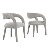 Modway Furniture Pinnacle Boucle Upholstered Dining Chair Set of Two Taupe 23 x 21.5 x 32