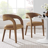 Modway Furniture Pinnacle Performance Velvet Dining Chair Set of Two Brown 23 x 21.5 x 32