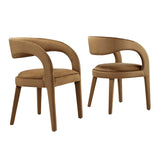 Modway Furniture Pinnacle Performance Velvet Dining Chair Set of Two Brown 23 x 21.5 x 32