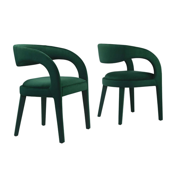 Modway Furniture Pinnacle Performance Velvet Dining Chairs Set of 2 - Elegant, Stain-Resistant Comfort for Your Space Green EEI-6563-GRN